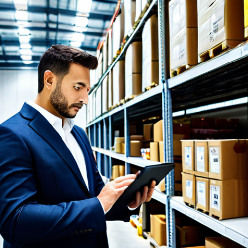 **

"A professional logistics manager in a modern, brightly lit warehouse, fully clothed in appropriate business attire, reviewing data on a tablet. Shelves filled with packages are visible in the background. The scene emphasizes organization and efficiency. Safe for work, perfect anatomy, natural proportions, professional, modest, family-friendly."

**