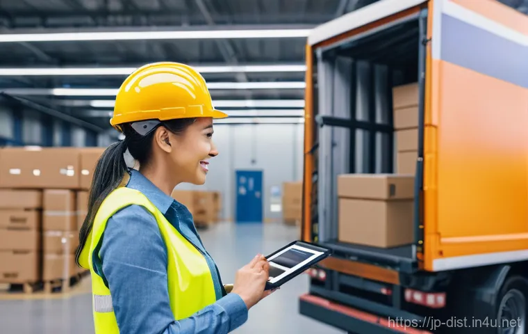 유통관리사 관련 학술 세미나 자료 - **Prompt 1: The Future of Logistics: Empowered Drivers and Efficient Hubs** "A bright, modern lo...