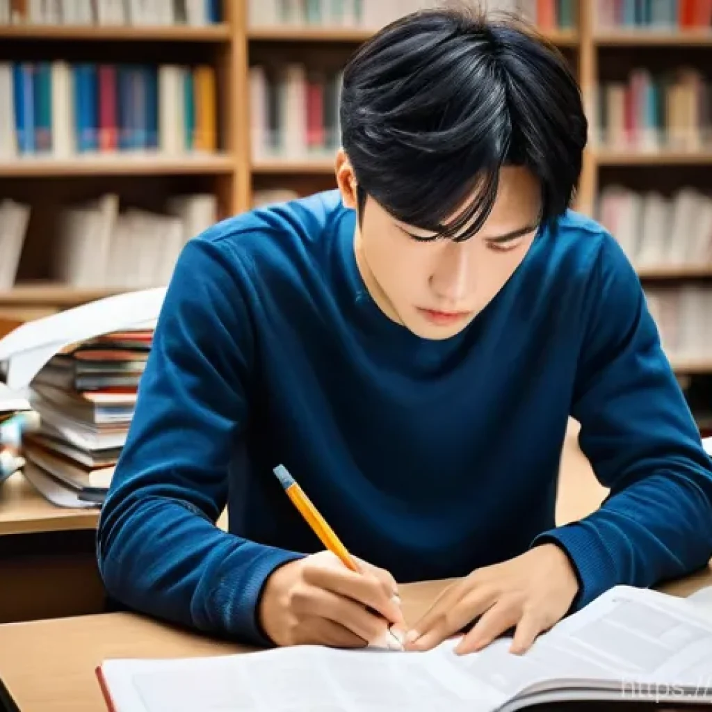 유통관리사 시험 대비 단기 학습법 - **Prompt: Overwhelmed Student Finding Focus** A young Japanese adult, appearing to be in their l...