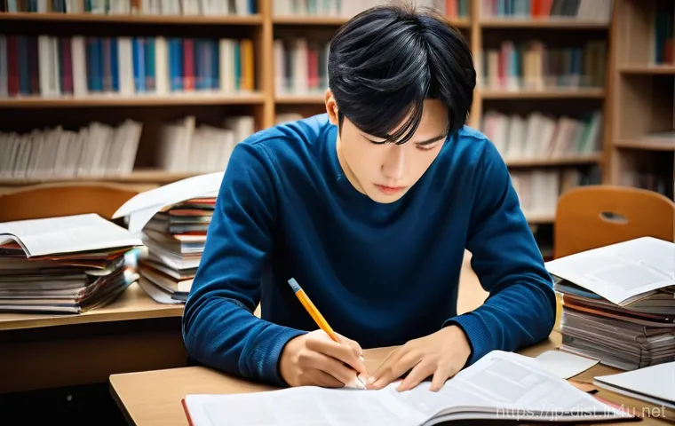 유통관리사 시험 대비 단기 학습법 - **Prompt: Overwhelmed Student Finding Focus** A young Japanese adult, appearing to be in their l...