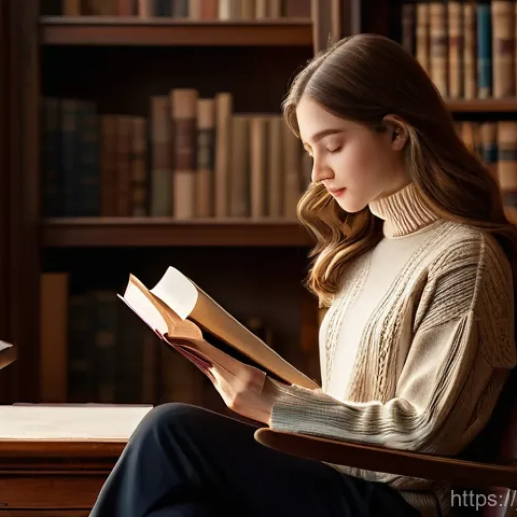 유통관리사 자격증 취득 후 진로 - A young woman in her late teens, with long, wavy brown hair, is sitting comfortably on a plush armch...