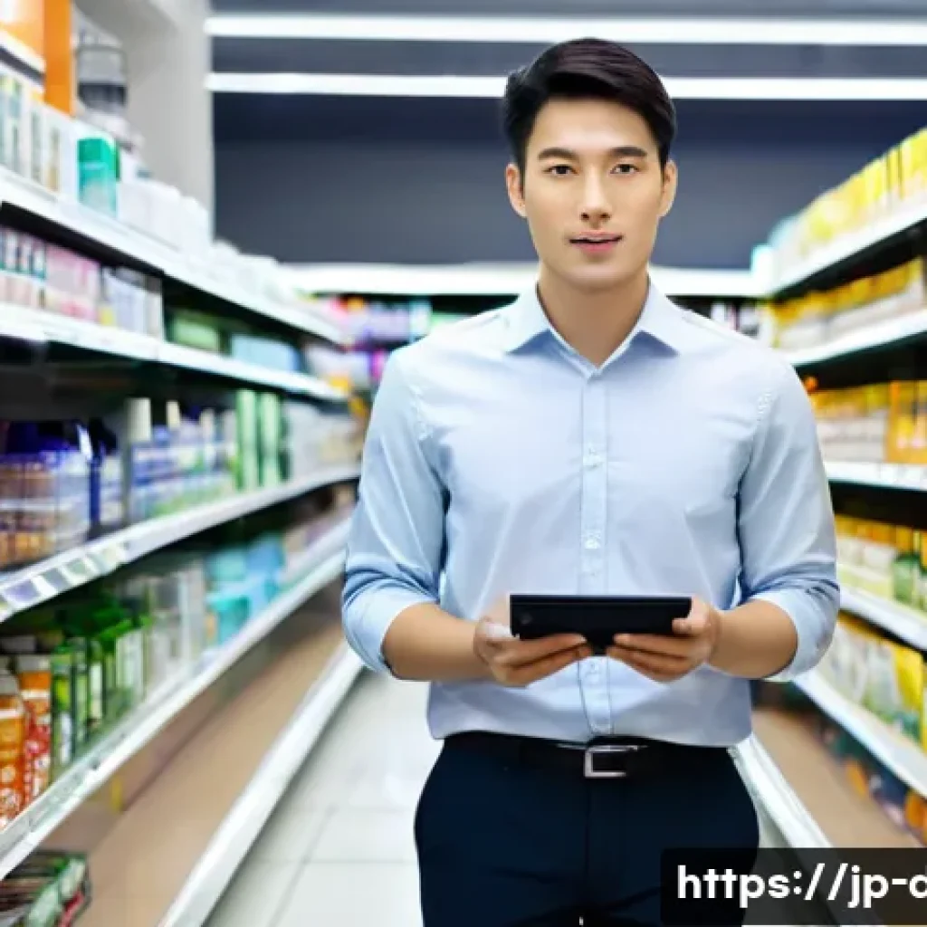 유통관리사 2급과 3급 차이 - **Prompt:** A young, energetic Japanese professional in their late 20s, dressed in smart-casual busi...