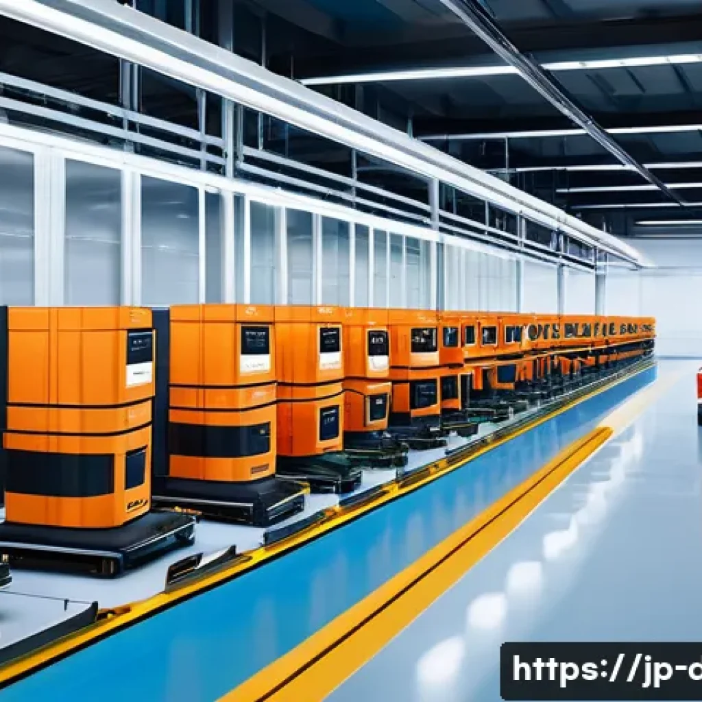유통관리사와 전자상거래 이해 - A futuristic, brightly lit smart warehouse interior with advanced AI and IoT technology. Automated r...